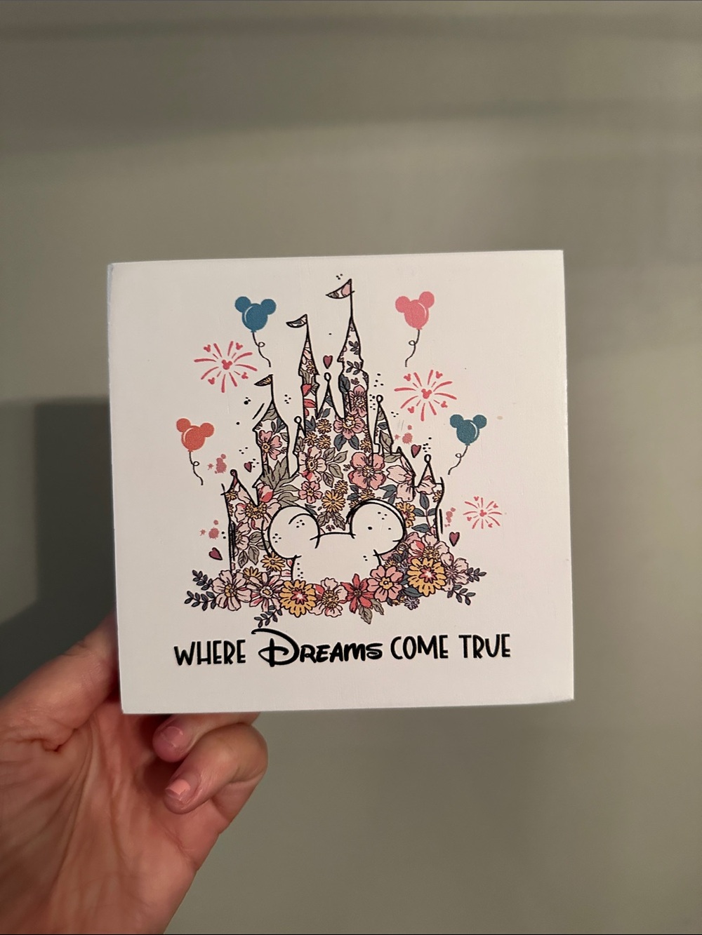 Where Dreams Come True Floral Castle Wall Art - White